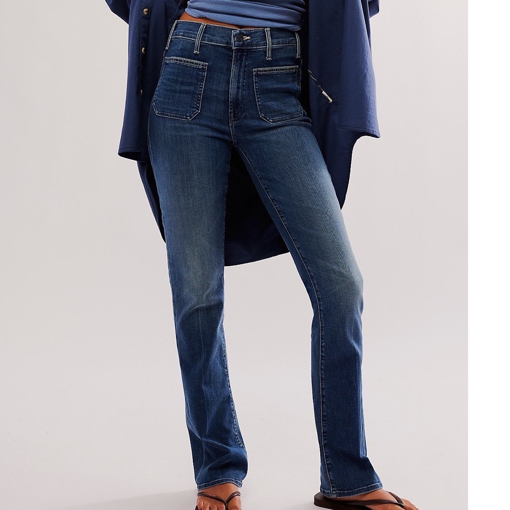 Mother The Patch Pocket Hustler Ankle Jeans Women 26 Blue Teaming Up 11137-104